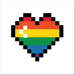 LGBTQ+ Pride Month Rainbow Pixel Heart Posters and Art
